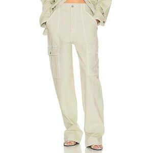 Helsa Wide Cargo Workwear Canvas Baggy Pocket Wide Pants Trousers Sage Green